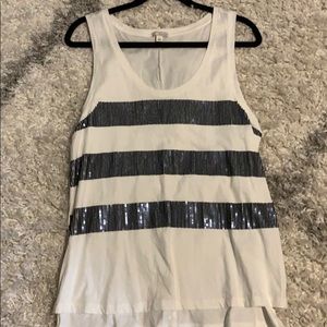 Gap blue sequin and white tank top
